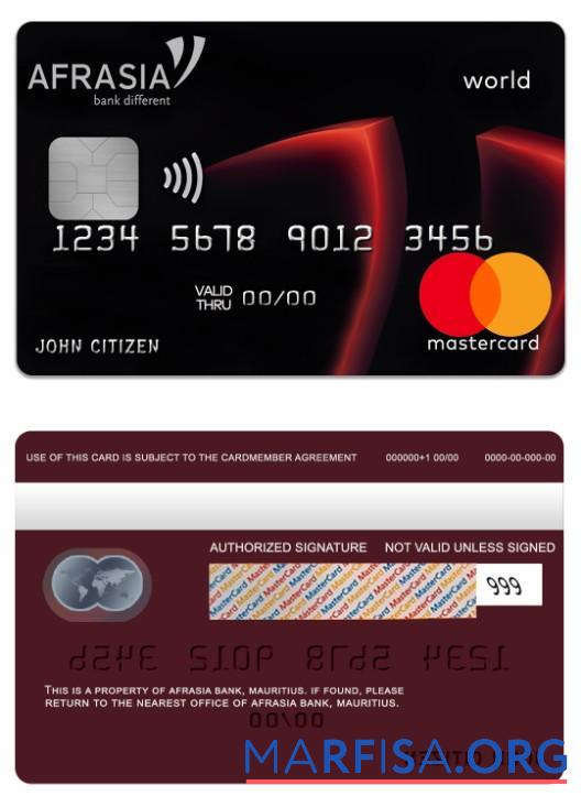 Printable Mauritius Afrasia Bank world mastercard download for verification